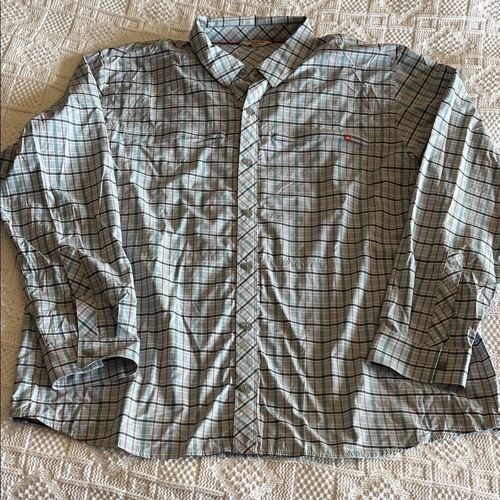 Simms Mens' Stone Cold LS Shirt in Sterling Plaid Sz XXL - Picture 2 of 10